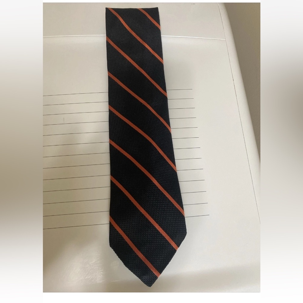Robert Talbott Navy and Orange Striped Tie